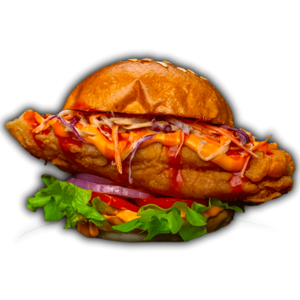 The Hot Chick, spicy chicken breast burger, served at Big Boys’ Burger Club in Kamala, Patong and Rawai Beach