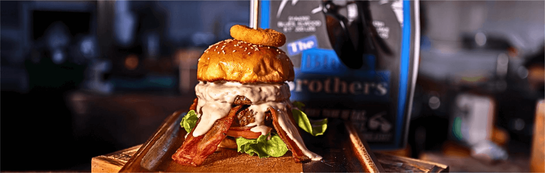 The Blues Brother, beef bacon cream of blue cheese burger, served at Big Boys’ Burger Club in Kamala, Patong and Rawai Beach