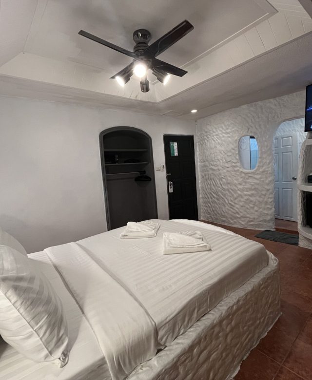 Junior Double Room with queen bed and AC —1 min to beach, 5 mins to Bangla Road at Big Boys' Bed & Burger - Patong Beach.